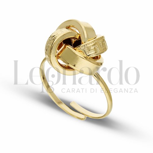Anello da Donna con Nodo con greca, finitura lucida, in Oro Giallo