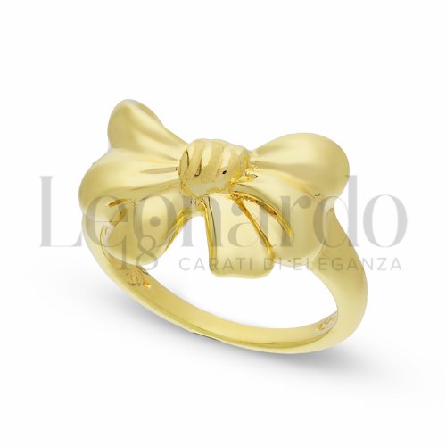 Anello da Donna, Fiocco, realizzato in Elettroformatura, 1° misura, finitura lucida e satinata in Oro Giallo