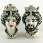 Coppia Teste Normanno con Corona decoro Verde